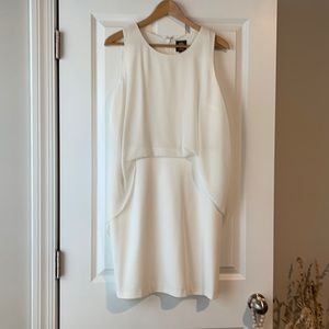 Vince Camuto White Dress W Overlay (size 8)